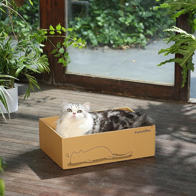 FUKUMARU 5 PCS Cat Scratching Boards, 11.4 Inch Width Ex-Large Cat Scratcher Box, Reversible Cardboard Scratchers for Indoor Cats, Cat Scratch Box for Large, Medium and Small Cats, Protect Furniture