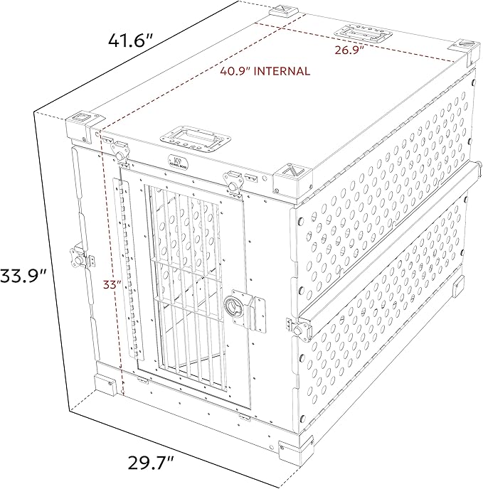 Heavy Duty Fully Collapsible Powder-Coated Aluminum Dog Crate - Large (Black)