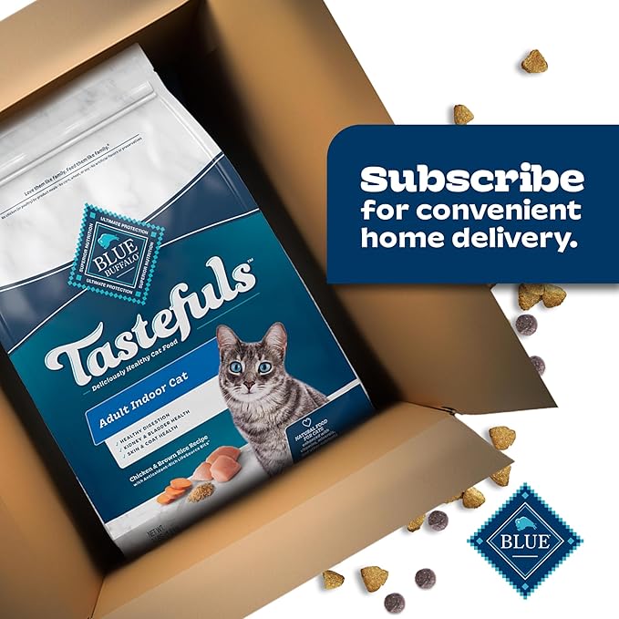 Blue Buffalo Tastefuls Natural Dry Food for Adult Indoor Cats, Chicken & Brown Rice Recipe, 7-lb. Bag