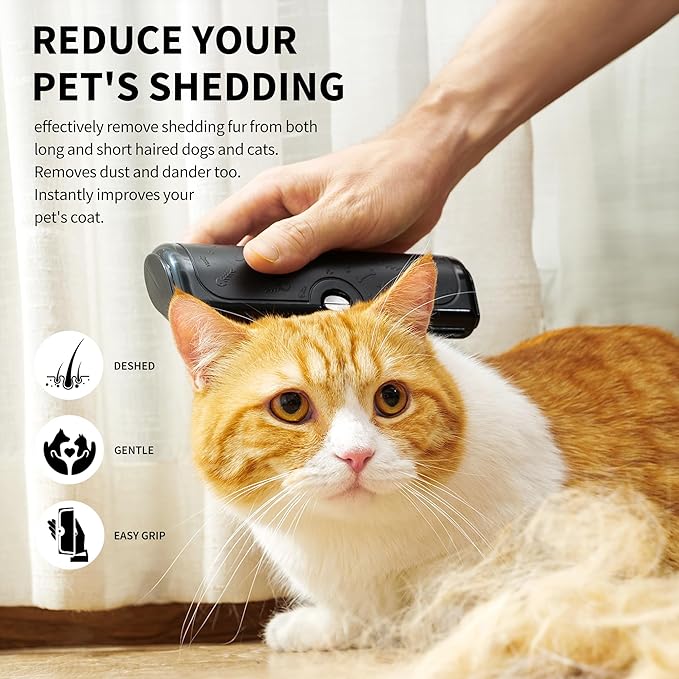 Deshedding Dog Brush and Grooming Tool – Pet Hair Remover Comb for Shedding, Easy Clean, Effective for Short and Long Hair, Professional Pet Grooming Brush for Dogs and Cats