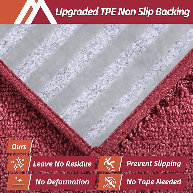 COSY HOMEER Edging Stair Treads Non-Slip Carpet Mat 28inX9in Indoor Stair Runners for Wooden Steps, Edging Stair Rugs for Kids and Dogs, 100% Polyester TPE Backing (15pc, Red)