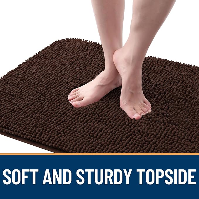 OLANLY Dog Door Mat for Muddy Paws 44x32, Absorbs Moisture and Dirt, Absorbent Non-Slip Washable Doormat, Quick Dry Chenille Mud Mat for Dogs, Entry Indoor Entryway Carpet for Inside Floor, Brown