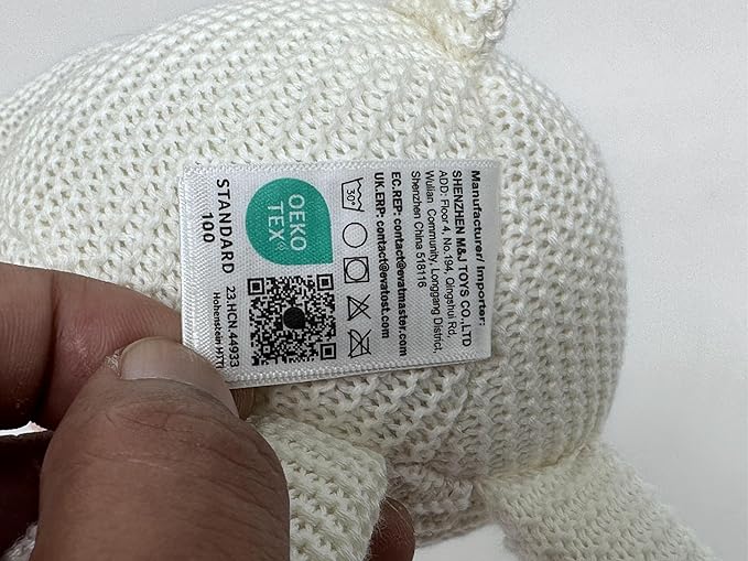 100% Organic Cotton Baby Stuffed Animals White Teddy Bear for Newborn 6.5"