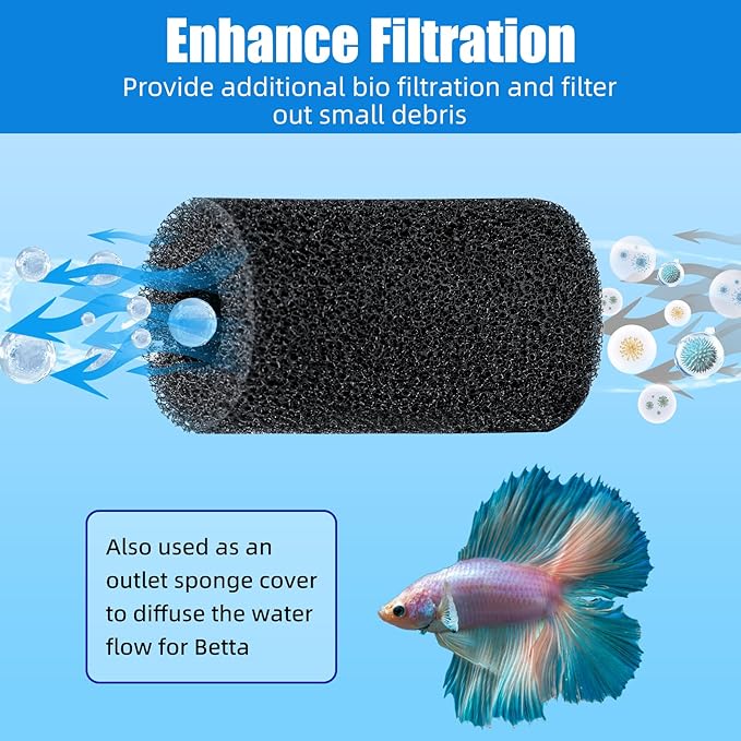 AQUANEAT 12-Pack Pre-Filter Sponge for Aquarium Shrimp Fry Fish Tank Filter Intake 0.6 Inch, Replacement Foam Cover
