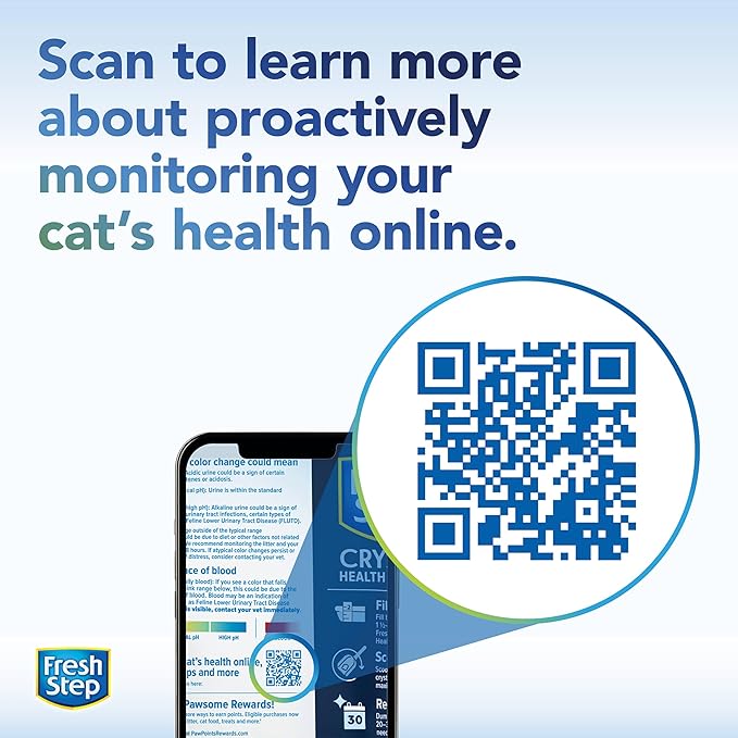 Fresh Step Crystals Health Monitoring Cat Litter, Color-Changing Litter Helps Detect Irregularities in Cat Urine, Controls Odor for 30 Days, 14 lbs. (2 x 7 lb. Bag)