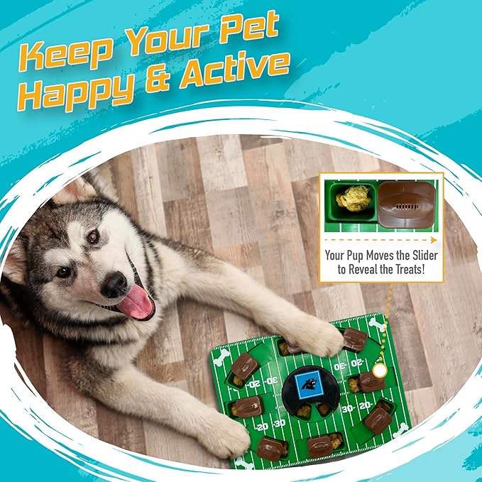 Pets First NFL Carolina Panthers Puzzle Toy, Puzzle Treat Dog Toy, Interactive Dog Treat Toy, Dog Puzzle
