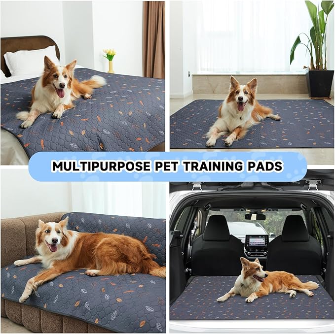 Sunheir Washable Pee Pads for Dogs 2-Pack Reusable Puppy Pads Pet Training Pads, Waterproof Dog Pee Pads for Crate, Whelping Pad, Non-Slip Protects Against Urine Leakage (Leaves - Green, 24x36)