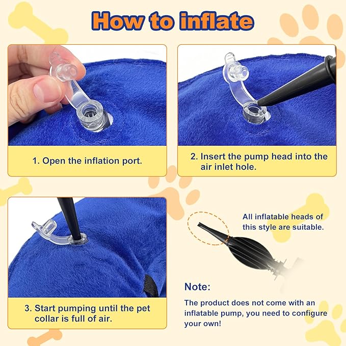 Dog Cone Collar with Enhanced Anti-Licking, Inflatable Dog Cone After Surgery, Adjustable Size with Soft Padding for Small Medium Large Dogs - Blue/S