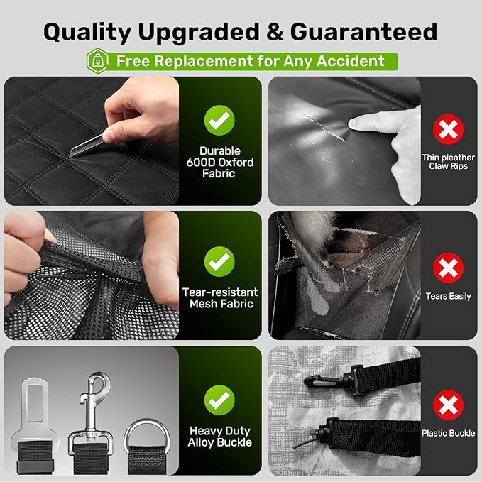 Zanch 2025 Upgraded Dog Car Seat Cover, 400 lbs Heavy Duty Hard Bottom, Waterproof & Anti-Scratch Back Seat Protector, Nonslip Pet Hammock Extender for Cars, SUV, Trucks, Standard-Black