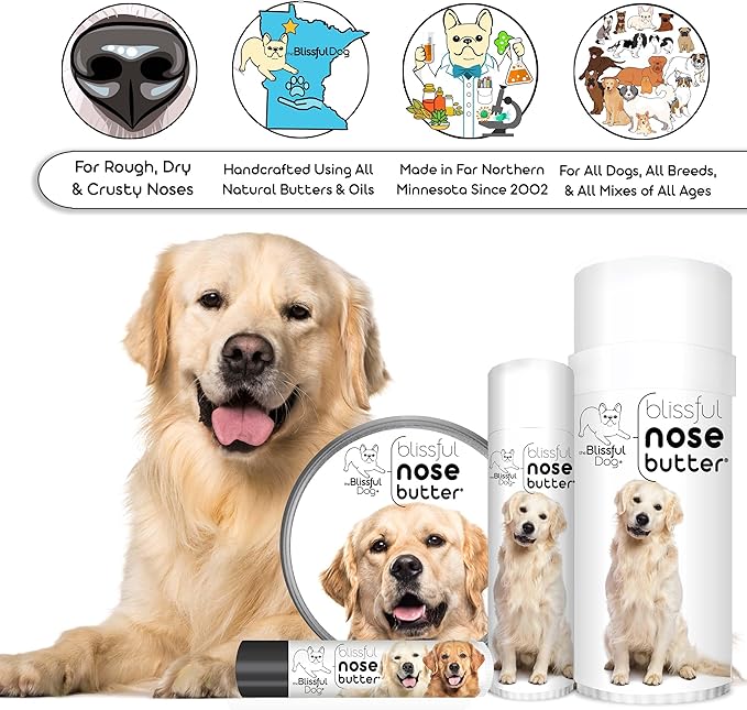 The Blissful Dog Golden Retriever Nose Butter, Versatile Dog Nose Balm for Dry Nose, Handcrafted Nose Moisturizer, Easy-to-Apply Dog Essentials, Unscented, 2 oz.