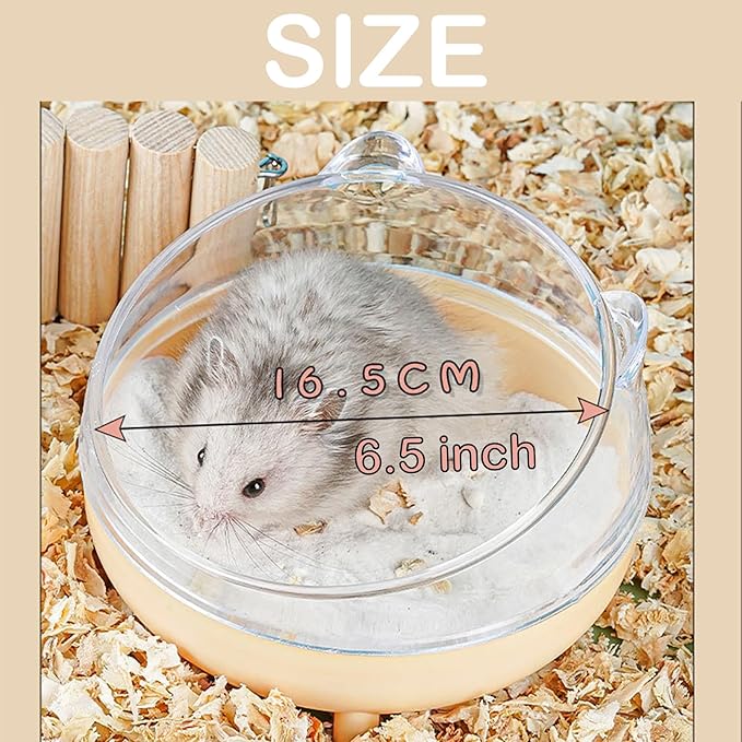 Meow&Woof Hamster Sand Bath Container, Large Sandbox Toilet Gerbil Batheoom, Tiny Chinchilla Dust Bathtub Sand Bath Box for Hamster Cage Accessories 6.5 Inch-Yellow
