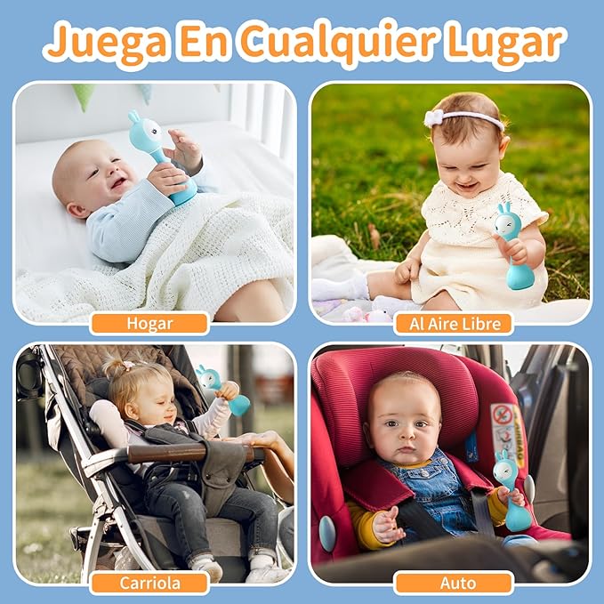 alilo Sonajero Musical para Bebés 0-12 Meses, Juguete con Luz, 66 Sonidos, 15 Canciones, 13 Cuentos, 5 Canciones de Cuna, Ruido Blanco, Reconocimiento de Colores, Regalo Recién Nacido
