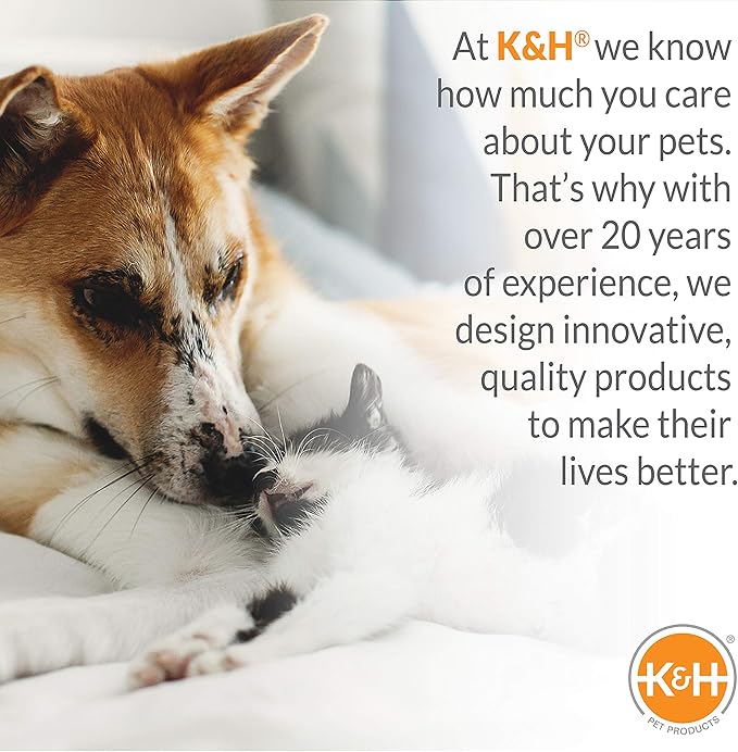 K&H Pet Products Heated Cat Bed for Large Cats, Thermo-Kitty Mod Dream Pod Heated Cat Cave Tent House Bed for Indoor, Warming, Washable Cushion, Waterproof Heater, Safety Listed - 22in Round Tan