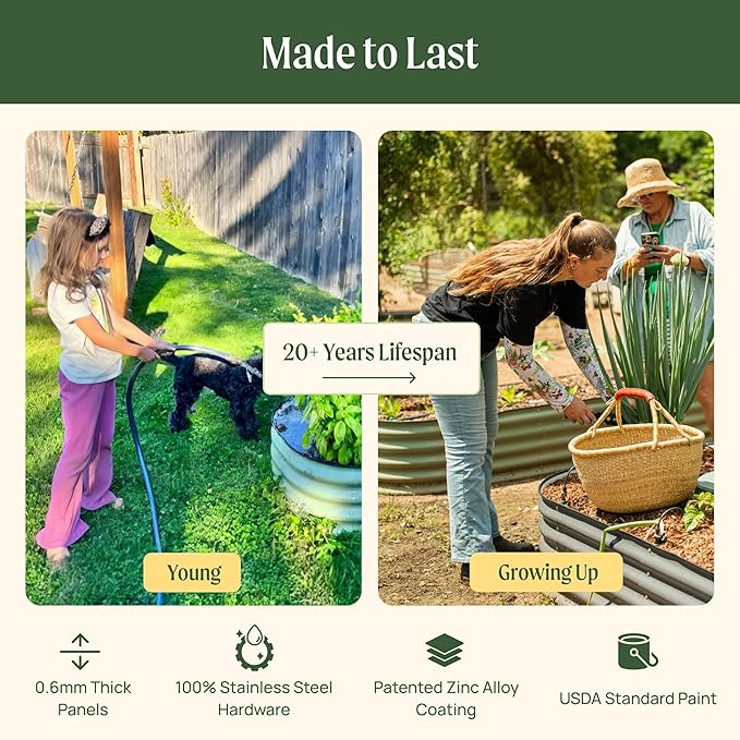 Vego garden Aluzinc Raised Garden Bed Kits, 17" Tall 6 in 1 Modular Metal Raised Planter Bed for Vegetables Flowers Patio Ground Planter Box, Terra Cotta