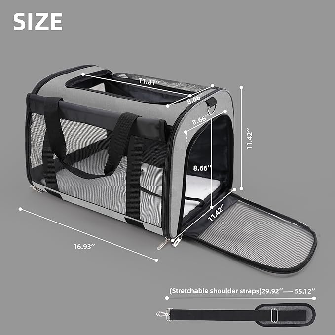 TWDEPART Cat Carrier Backpack - Multifunctional, Firm & Foldable with Roll-Up Shade, Breathable Design Includes Collapsible Bowl & Cushion (Grey)