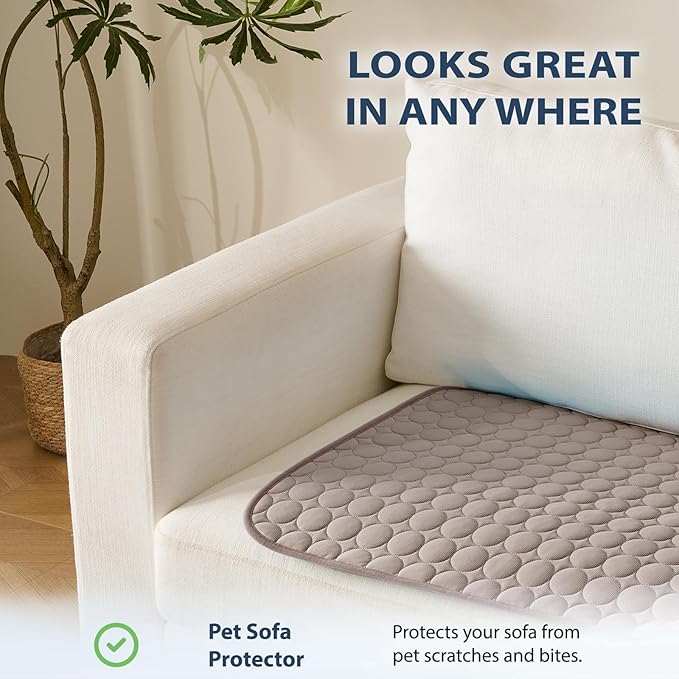 MICROCOSMOS Summer Cooling Mat & Sleeping Pad- Water Absorption Top, Materials Safe, Easy Carry, EZ Clean. Keep Cooling for Pets, Kids and Adults.(Brown, 24" x18")