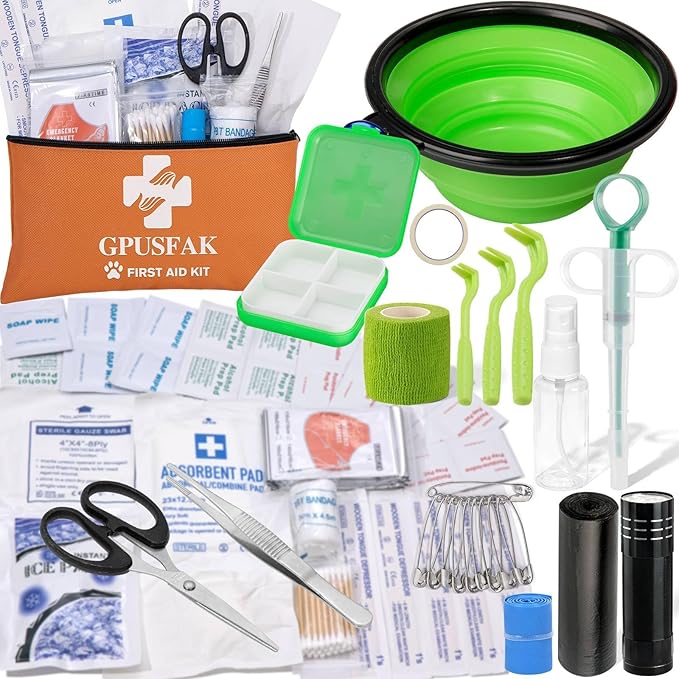 Pet First Aid Kit for Dogs & Cats - Dog First Aid Kit Pet Emergency Kit with First Aid Supplies for Home Camping Hiking Traveling