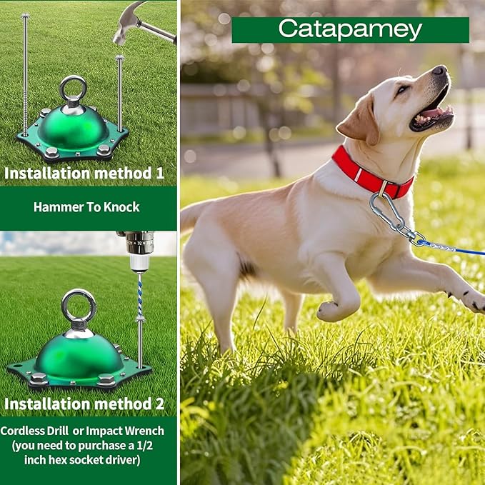 Dog Tie Out Cable and Stake,360°Swivel Dog Run Anchors-with 30FT Heavy Duty tie Out Cable- No Tangle,Dog Runner for Yard- Up to 150 lbs,for Outdoor Camping Gift