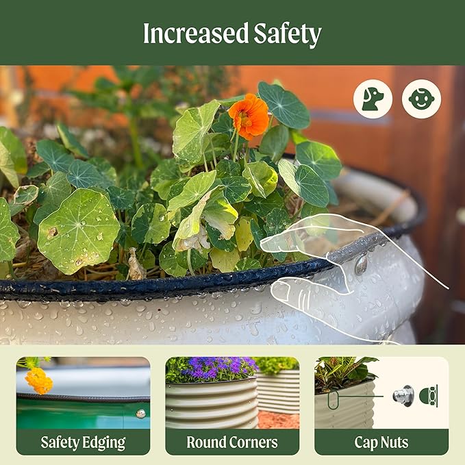 Vego garden Raised Garden Bed Kits, 17" Tall 9 in 1 8ft X 2ft Metal Raised Planter Bed for Vegetables Flowers Ground Planter Box, Sunlit Oak