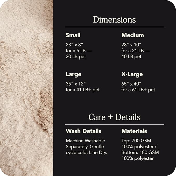 UnHide Floof Pet Bed - Large (35" x 12") - Extra Soft Dog Bed - Removable Faux Fur Cover - Machine Washable - Helps Ease Pet Anxiety & Provides The Perfect Sleep - Beige Bear