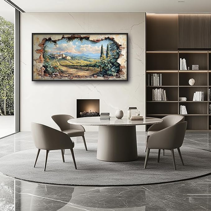 Large Farmhouse Country Landscape Wall Art for Living Room, Rustic Countryside Canvas Oversized Wall Decor, Vintage Scenery Framed Pictures Painting Print Artwork for Bedroom Office 60L" x 30W"
