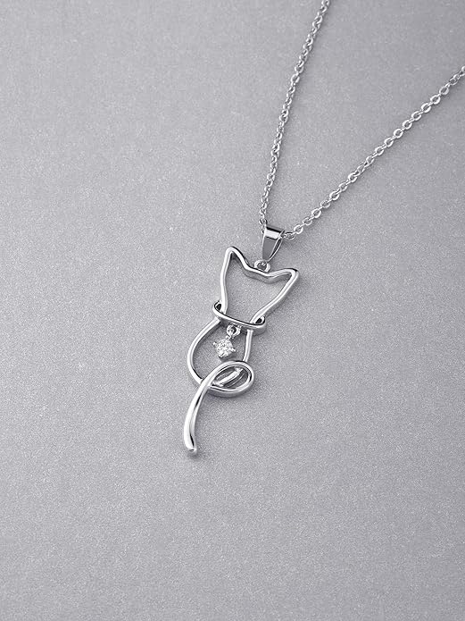 S.Leaf Cat Lover's Necklace - Cat Pendant for Women, Birthday Gifts for Her & Friends