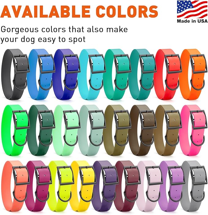 Dogline Biothane Waterproof Dog Collar Strong Coated Nylon Webbing with Black Hardware Odor- Proof for Easy Care Easy to Clean High Performance Fits Small Medium or Large Dogs, Dark Chocolate Brown