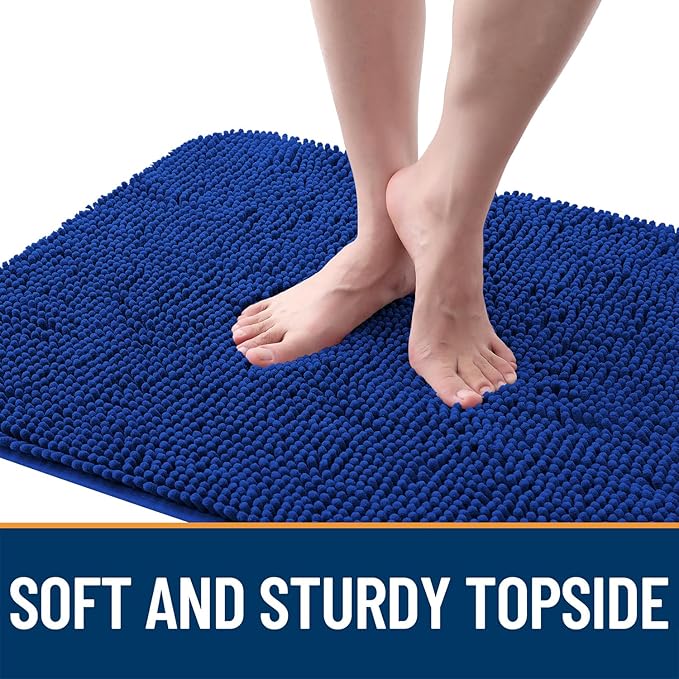OLANLY Dog Door Mat for Muddy Paws 24x16, Absorbs Moisture and Dirt, Absorbent Non-Slip Washable Doormat, Quick Dry Chenille Mud Mat for Dogs, Entry Indoor Entryway Carpet for Inside Floor, Royal Blue