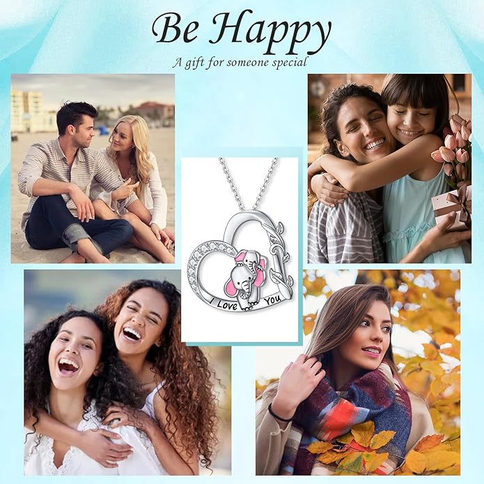S925 Sterling Silver Mother Daughter Necklace Forever Love Giraffe Panda Dolphin Animal Pendant Jewelry for Women Adults