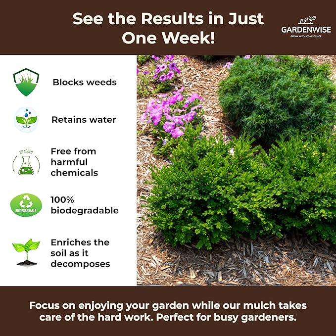Premium Organic Wood Mulch for Gardens, Landscaping, Potted Plants, and Vegetable Gardens (1.3 CF - 37 L - 39 QTS)