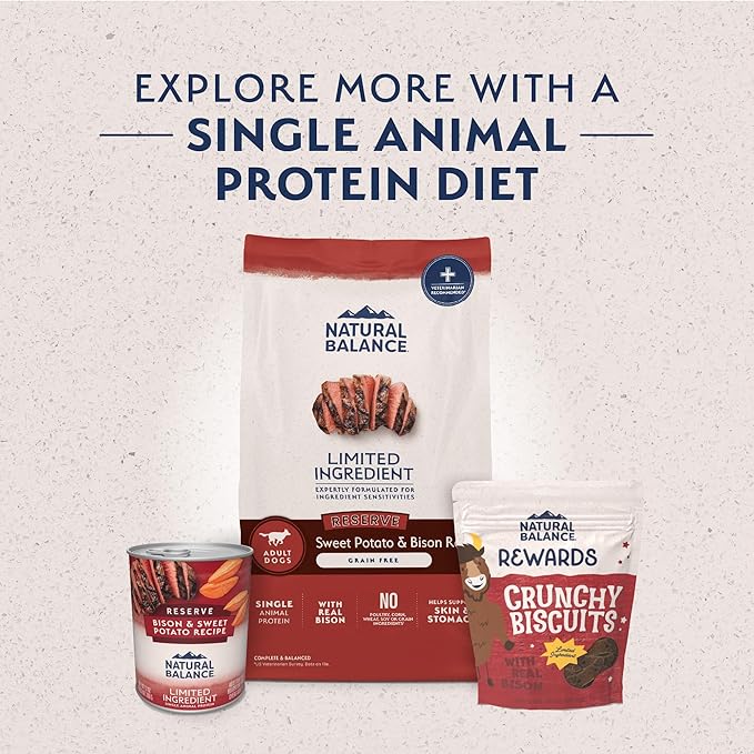 Natural Balance Limited Ingredient Adult Grain-Free Dry Dog Food, Reserve Sweet Potato & Bison Recipe, 4 Pound (Pack of 1)