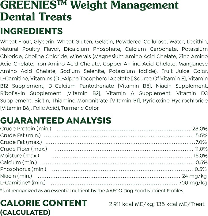 Greenies Weight Management Large Dog Dental Chews Weight Control Dog Treats, 27 oz. Pack (17 Treats)