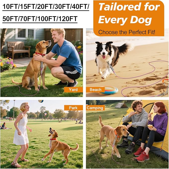 Tresbro 10 FT Dog Tie Out Cable with Spring, Shock Absorbing Tether Chains for Outside Aavilable in 10/15/20/25/30/40/50/70/100/120 FT, Heavy Duty Leads for Yard for Medium & Large Dogs Up to 500 LBS