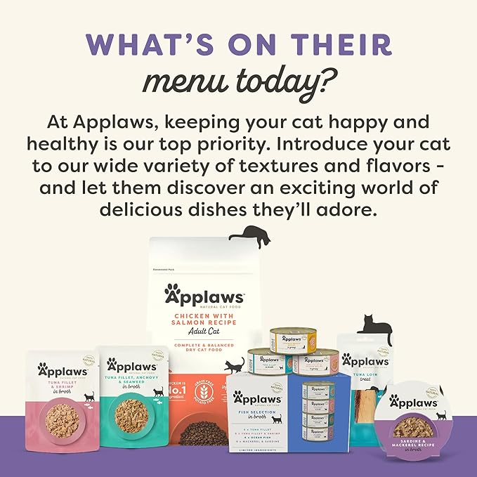 Applaws Natural Wet Canned Cat Food, Made with Limited and Natural Ingredients, Real Protein with No Artificial Additives, Variety Broth Recipe (24 Count, 2.47 oz Cans)