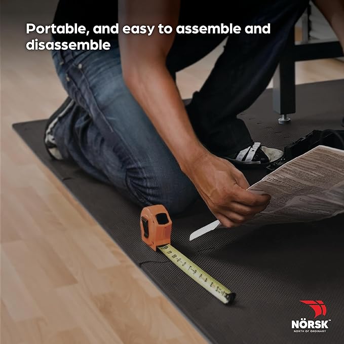 Norsk Multi-Purpose Reversible Floor Mats - EVA Interlocking Foam Tiles (Gray/Black 12 Tiles - 48 sq. Ft. 1/2" Thick)