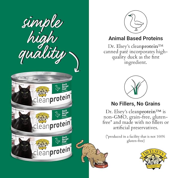 Dr. Elsey's cleanprotein Duck Recipe Wet Cat Food Case of 24, 2.75 oz Canned Food