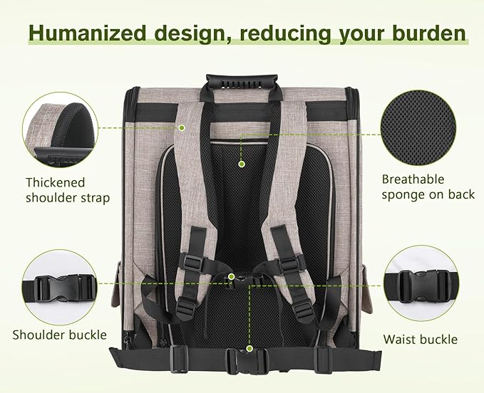 Pecute Pet Carrier Backpack, Dog Carrier Backpack, Expandable with Breathable Mesh for Small Dogs Cats Puppies, Pet Backpack Bag for Hiking Travel Camping Outdoor Hold Pets Up to 17 Lbs
