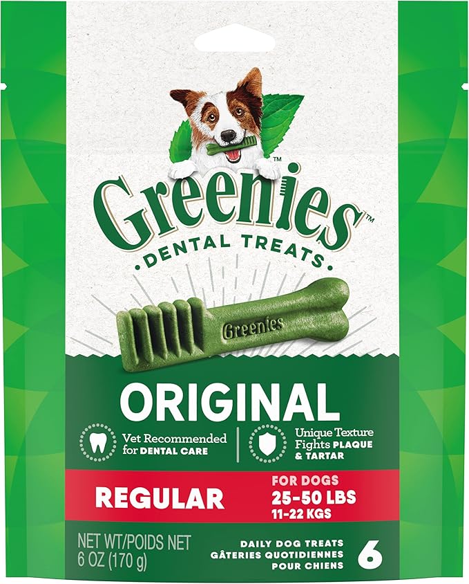 Greenies Original Regular Dental Dog Treats, 6 oz. Pack (6 Treats)