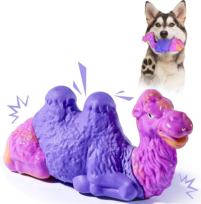 Tough Dog Toys for Aggressive Chewers, Durable Indestructible Nylon Dog Chew Toys for Large Medium Small Breeds, Squeaky Chew Toy for Puppy Teething, Interactive Dogs Toy Keep Them Busy (Wood Flavor)