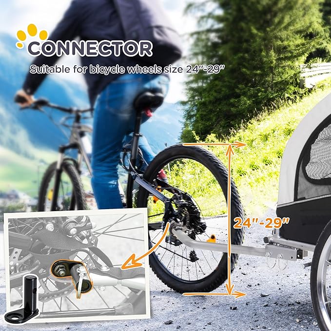 Aosom Dog Bike Trailer 2-in-1 Pet Stroller with Canopy and Storage Pockets