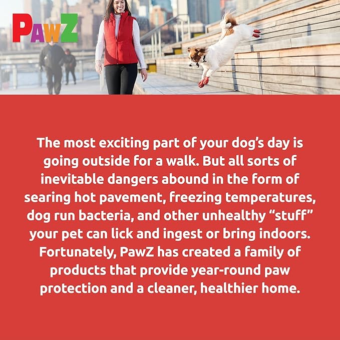 PawZ Rubber Dog Boots for Paws up to 2 1/2", 24 Total (2 Packs of 12) - All-Weather Dog Booties for Hot Pavement, Snow, Mud, and Rain - Waterproof, Anti Slip Dog Socks - Small, Red