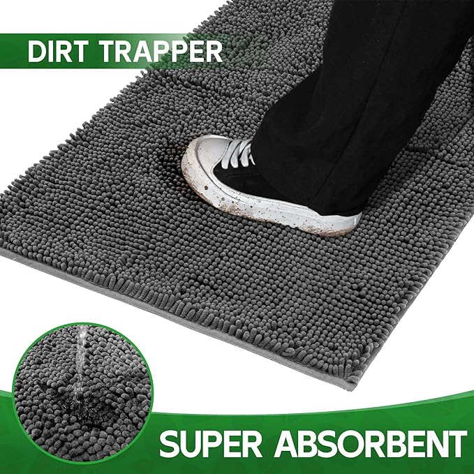 Dog Door Mat Indoor Entrance, 72" x 48" Absorbent Chenille Door Rugs for Entryway Indoor, Non-Slip Dog Mud Mat for Muddy Paws, Soft, Washable