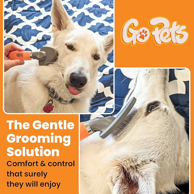 GoPets Small Pin Slicker Brush, Easy-Groom Pin Comb for Tangles & Shedding, Rounded Safety Tips, Dematting Brush for Short & Long Hair Cats, Dogs & Furry Pets, Ideal for Sensitive, Hard-to-Reach Areas