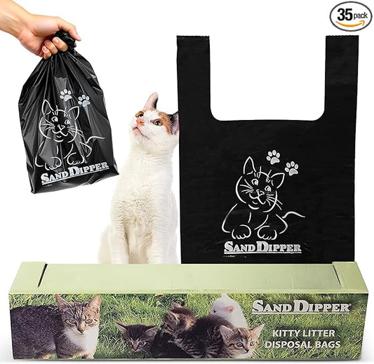 Sand Dipper Cat Litter Waste Bags | Strong Thick Odor Sealing (Tall 35 Roll)