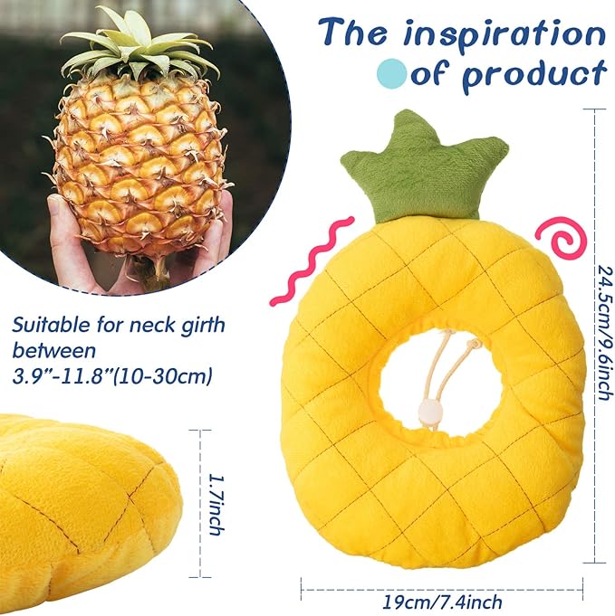 Weewooday 4 Pcs Adjustable Cat Cone Collar Soft Cat Recovery Collar Cute Kitten Fruits Shaped After Surgery Wound Elizabeth Padded Pet Neck Anti Bite Lick Dog Comfortable Smooth Texture