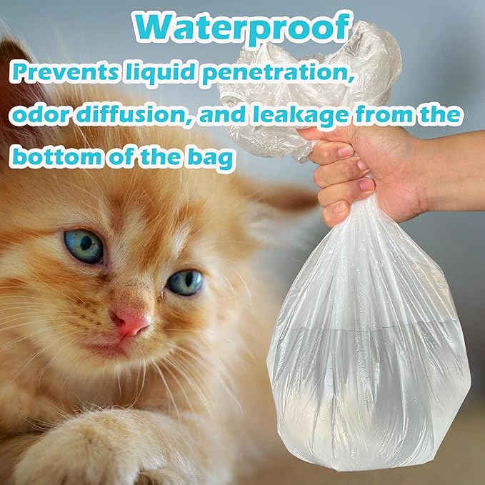 50 Pack Litter Box Liners Compatible with Lifewit Litter Box Cat, Elastic Band Trash Bags for Disposal of Cat Waste, Waterproof and Leak Proof (Black)