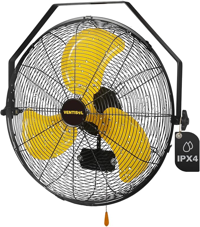 VENTISOL 20 Inch Waterproof Wall Mount Fan, High Velocity 3-Speeds 4650 CFM Heavy Duty for Home, Workshop, Industrial, Barn, Greenhouse, ETL Listed