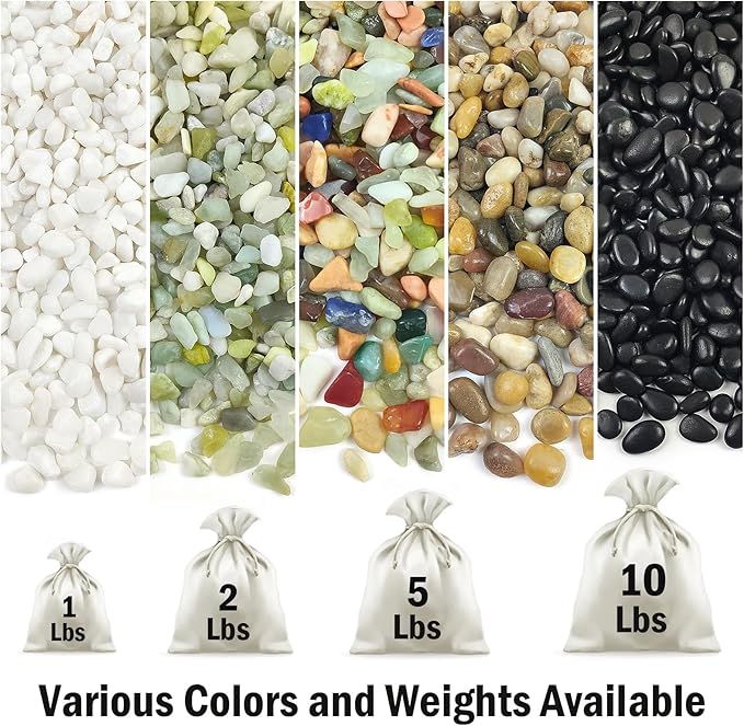 2 Pounds White Pebbles for Indoor Plants, 3/8 Inch Polished White Rocks, Decorative River Rocks for Potted Plants Vase Cactus Bird Bath and Outdoor Garden Landscaping