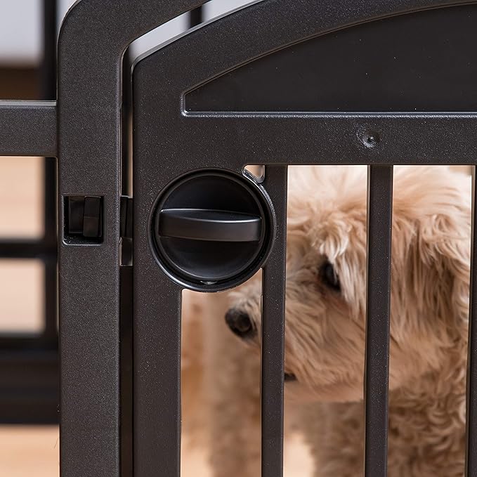 IRIS USA 24" 4-Panel Dog Playpen with Door, 35 x 35 x 24, Puppy Playpen, Dog Play Pen Indoors, Pet Fence, Puppies/Small Dogs, Black