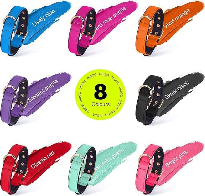 Didog Soft Padded Dog Collars for Medium Dogs, Lightweight and Breathable Pink Dog Collar with Metal Buckle, Pink, L